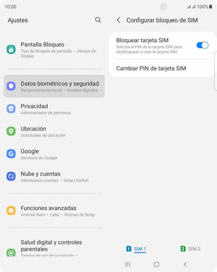 Pulsa la tarjeta SIM deseada.