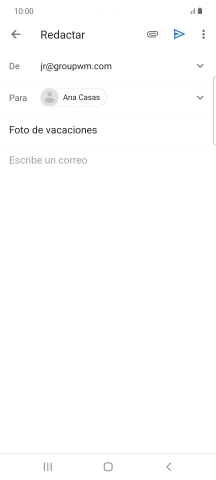 Pulsa en el campo de escritura  y escribe el texto del correo electrónico.