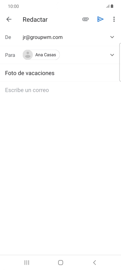 Pulsa en el campo de escritura  y escribe el texto del correo electrónico.