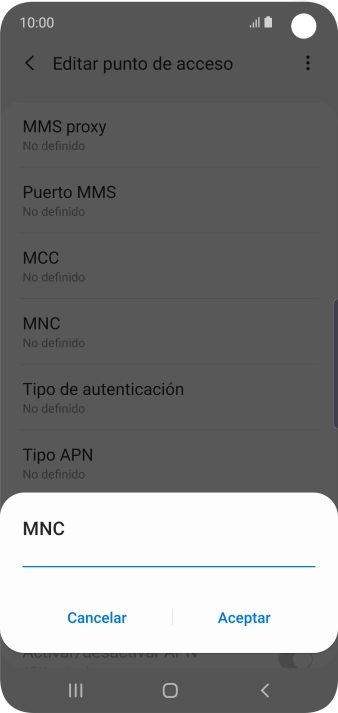 Introduce 01 y pulsa Aceptar.