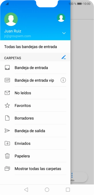 Pulsa la lista desplegable de las cuentas de correo electrónico.
