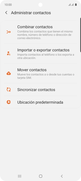 Pulsa Importar o exportar contactos.