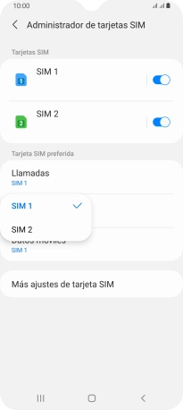 Pulsa la tarjeta SIM deseada.