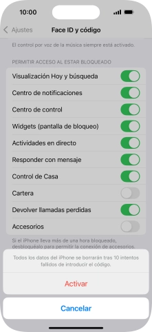 Si activas la función, pulsa Activar.