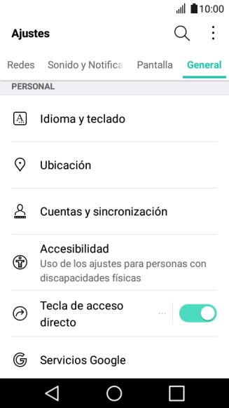 Pulsa Cuentas y sincronización.