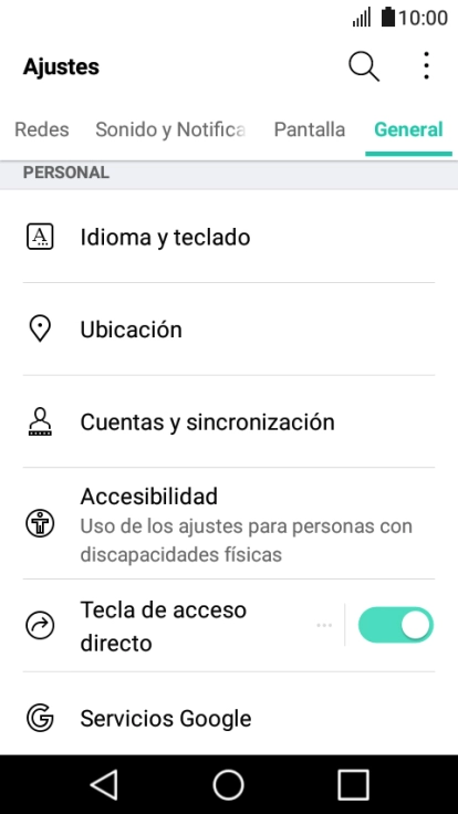 Pulsa Cuentas y sincronización.