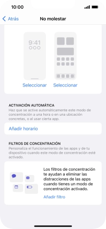 Pulsa Añadir horario y sigue las indicaciones de la pantalla para seleccionar los ajustes de la activación automática de No molestar.