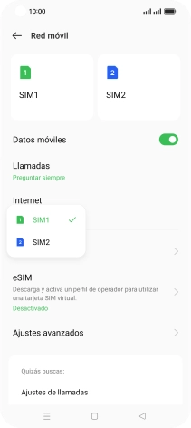 Pulsa la tarjeta SIM deseada.