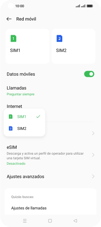 Pulsa la tarjeta SIM deseada.
