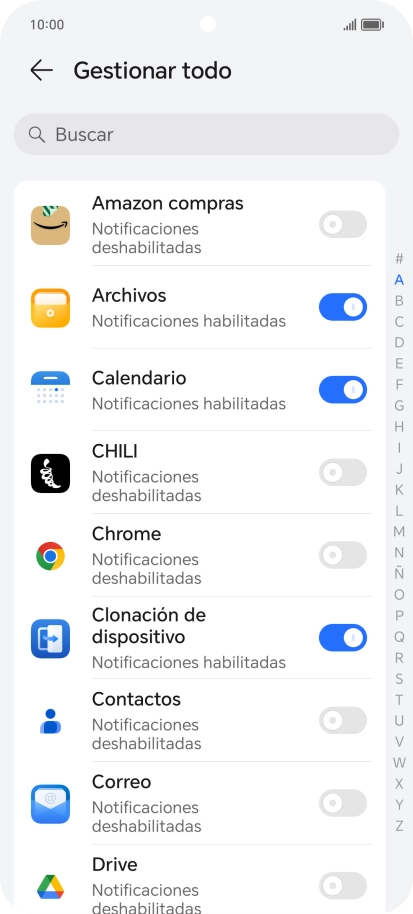 Pulsa el indicador junto a las apps deseadas para activar o desactivar la función.