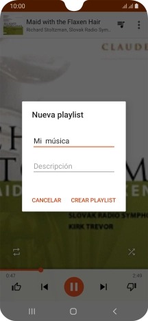 Introduce el nombre deseado de la lista de reproducción y pulsa CREAR PLAYLIST.