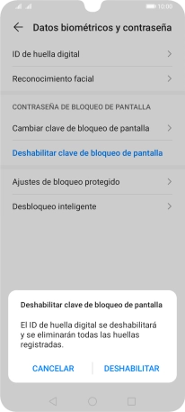 Introduce el código de seguridad extra que has creado anteriormente y pulsa DESHABILITAR.