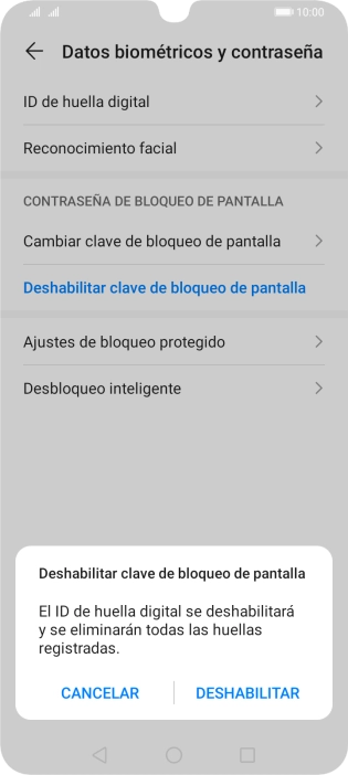 Introduce el código de seguridad extra que has creado anteriormente y pulsa DESHABILITAR.