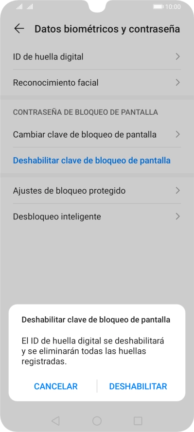 Introduce el código de seguridad extra que has creado anteriormente y pulsa DESHABILITAR.