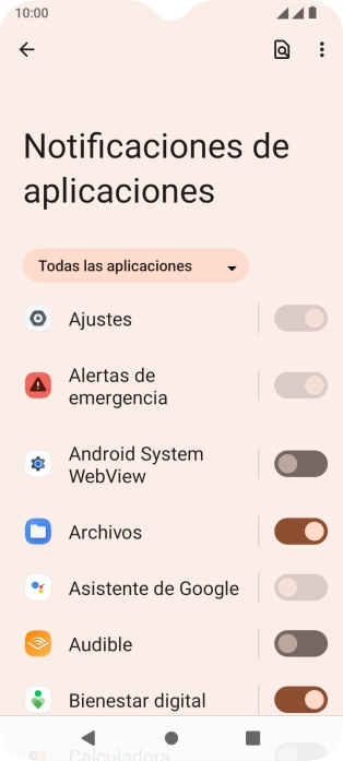 Pulsa el indicador junto a la app deseada para activar o desactivar la función.