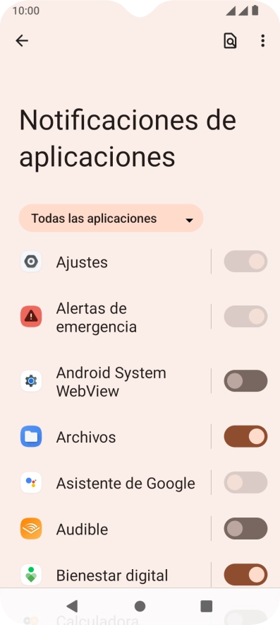 Pulsa el indicador junto a la app deseada para activar o desactivar la función.