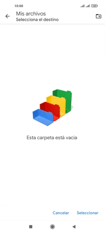 Si deseas crear una nueva carpeta, pulsa el icono de nueva carpeta y sigue las indicaciones de la pantalla para crearla.