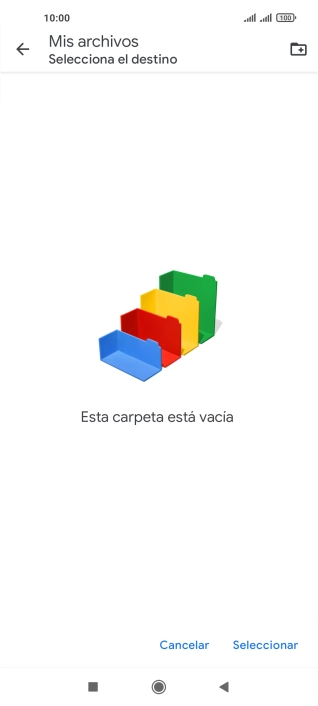 Si deseas crear una nueva carpeta, pulsa el icono de nueva carpeta y sigue las indicaciones de la pantalla para crearla.