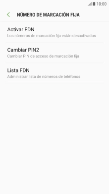 Pulsa Activar FDN para activar la marcación fija.