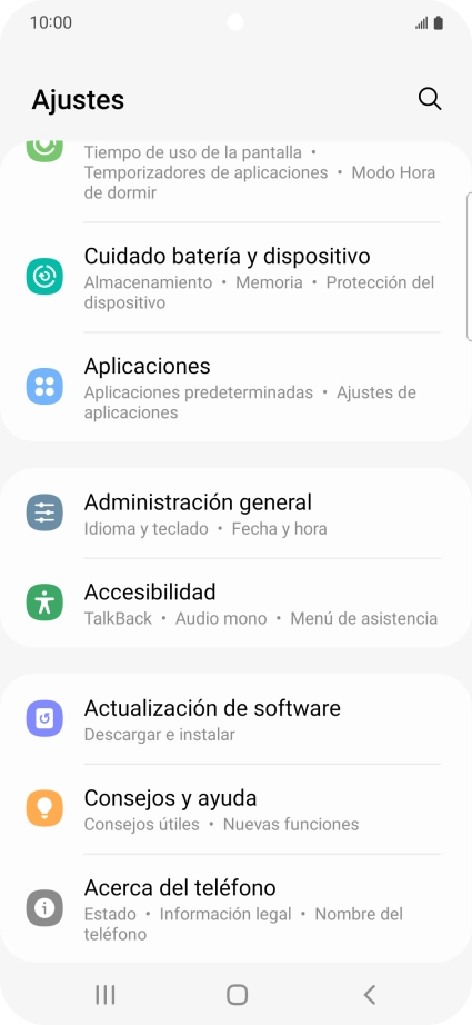 Pulsa Administración general.