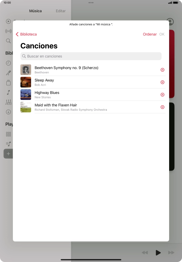 Desplázate a la categoría deseada y pulsa el archivo de música deseado.