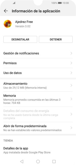 Pulsa Almacenamiento.