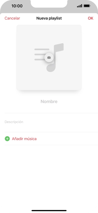 Pulsa en el campo de escritura e introduce el nombre de la lista de reproducción.