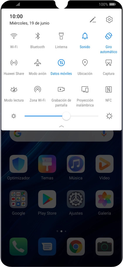 Pulsa Datos móviles para activar o desactivar la función.