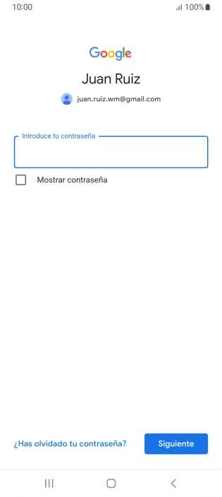 Pulsa Introduce tu contraseña e introduce la contraseña de tu cuenta de Google.