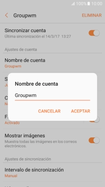 Introduce el nombre deseado de la cuenta de correo electrónico y pulsa ACEPTAR.