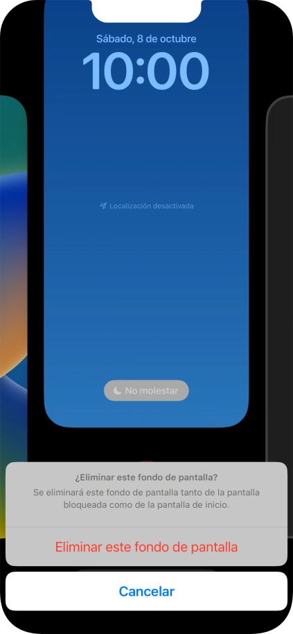 Pulsa Eliminar este fondo de pantalla.
