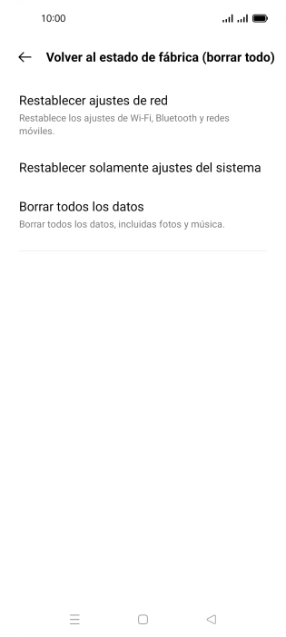 Pulsa Borrar todos los datos.