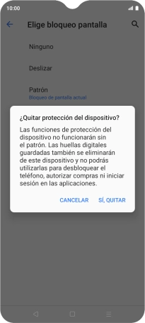 Pulsa SÍ, QUITAR.