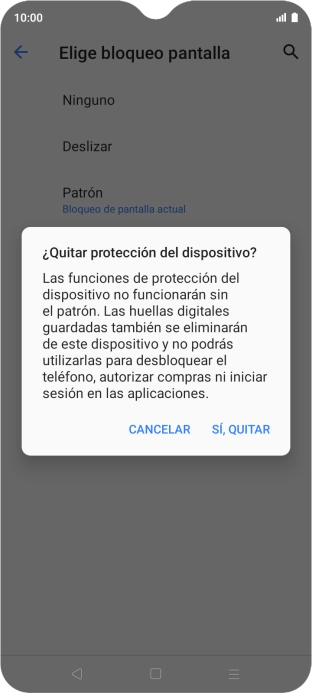 Pulsa SÍ, QUITAR.