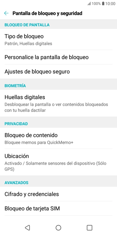 Pulsa Tipo de bloqueo.