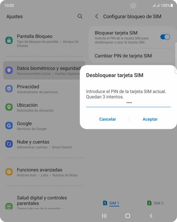Introduce tu código PIN y pulsa Aceptar.