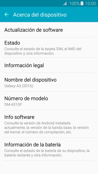 Pulsa Actualización de software. Si hay una versión de software nueva disponible, aparecerá ahora en la pantalla. Sigue las indicaciones de la pantalla para actualizar el software del teléfono.