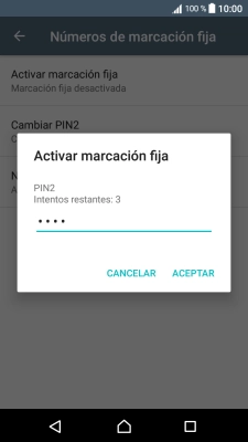 Introduce el código PIN2 y pulsa ACEPTAR.