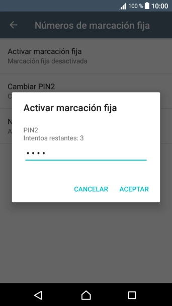 Introduce el código PIN2 y pulsa ACEPTAR.