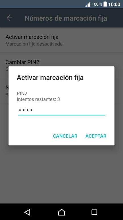 Introduce el código PIN2 y pulsa ACEPTAR.