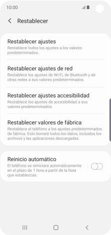 Pulsa Restablecer valores de fábrica.