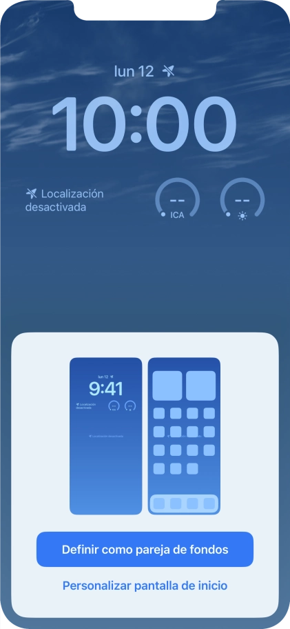Si deseas utilizar el mismo tema de color en la pantalla de inicio, pulsa Definir como pareja de fondos.