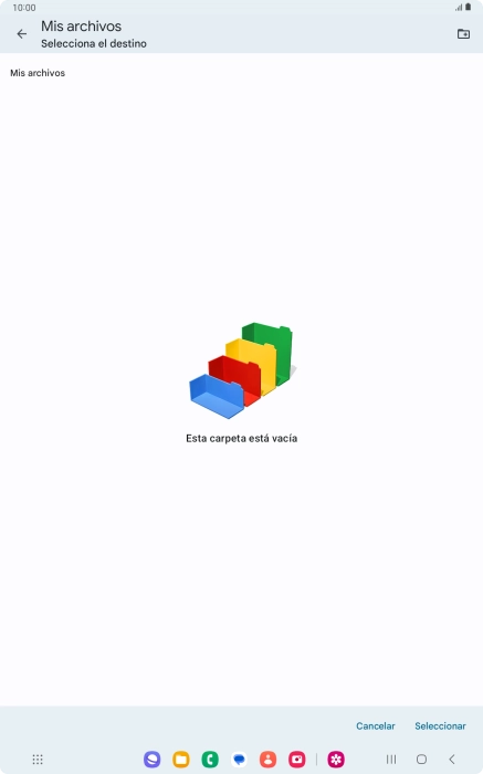 Si deseas crear una nueva carpeta, pulsa el icono de nueva carpeta y sigue las indicaciones de la pantalla para crearla.