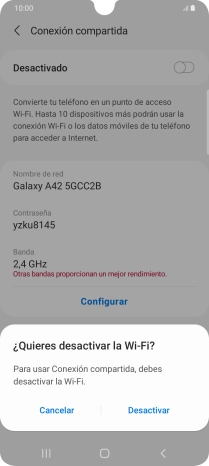 Si la función de wifi está activada, pulsa Desactivar.