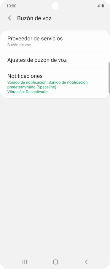 Pulsa Ajustes de buzón de voz.