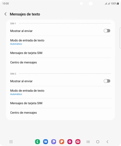 Pulsa Centro de mensajes bajo la tarjeta SIM deseada.