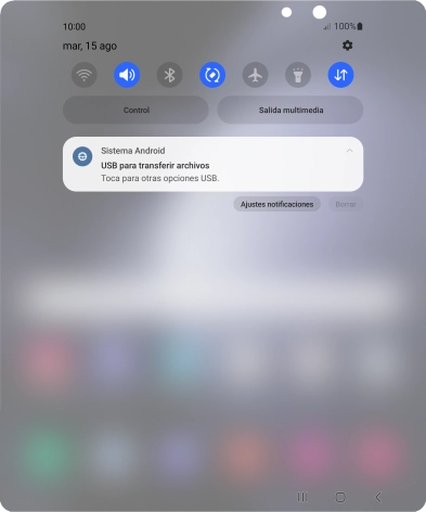 Pulsa Toca para otras opciones USB..