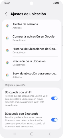 Pulsa Precisión de la ubicación.
