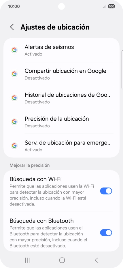 Pulsa Precisión de la ubicación.