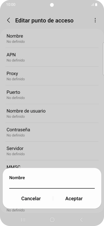 Introduce Vodafone Internet y pulsa Aceptar.